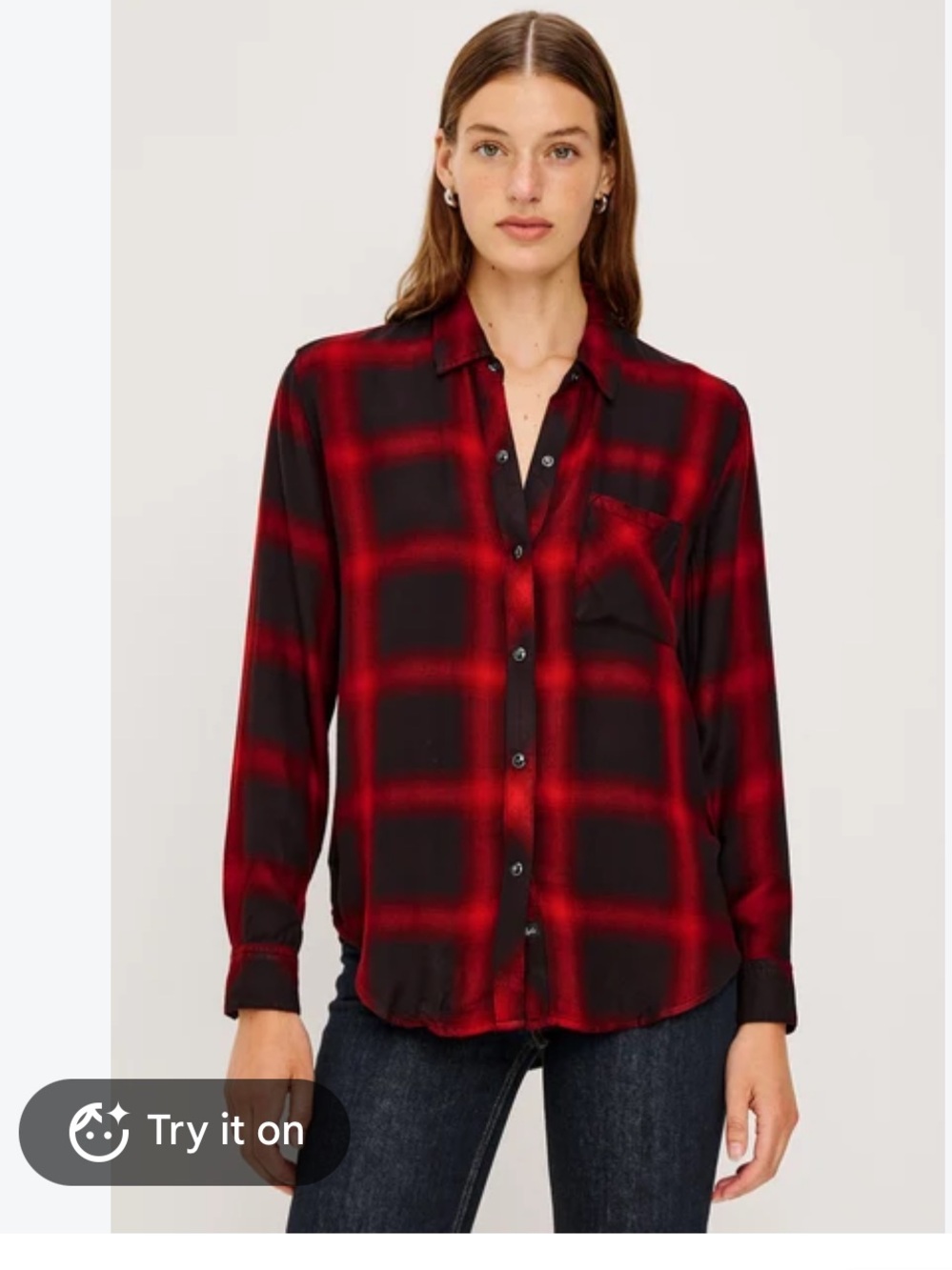 Rails Leo Brick Black Plaid Hunter Shirt Flannel Red Black Medium